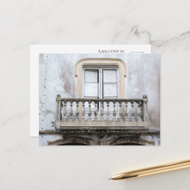 Charming Balcony i Portugal Vykort (Fram/Back In Situ)