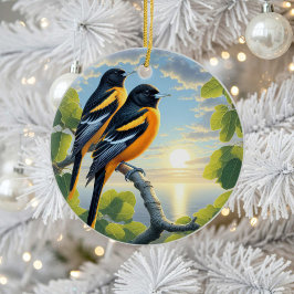 Charming Baltimore Oriole Bird Keepsake Julgransprydnad Keramik