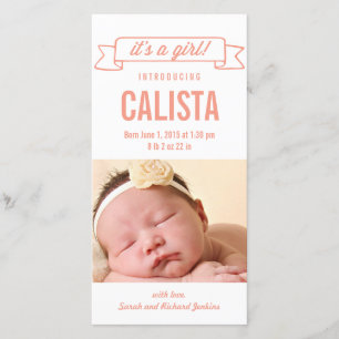 Charming Banner Flicka Birth Notification Meddelande