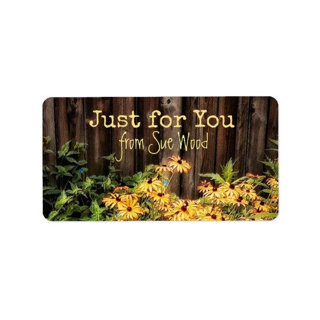 Charming Barn Board and Flowers Anpassningsbar Gif Adressetikett (Framsidan)