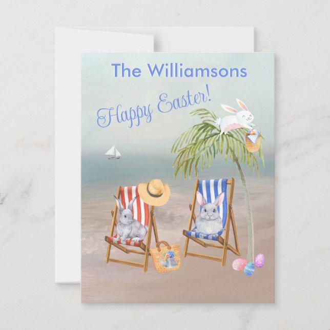 Charming Beach Bunnies Roligt Glad påsk Card Meddelande (Framsida)