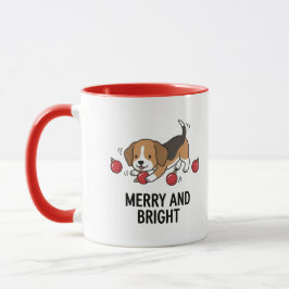 Charming Beagle Holiday Red Balls Graphic Art Mugg