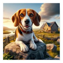 Charming Beagle i ett Rustic Countryside Scene