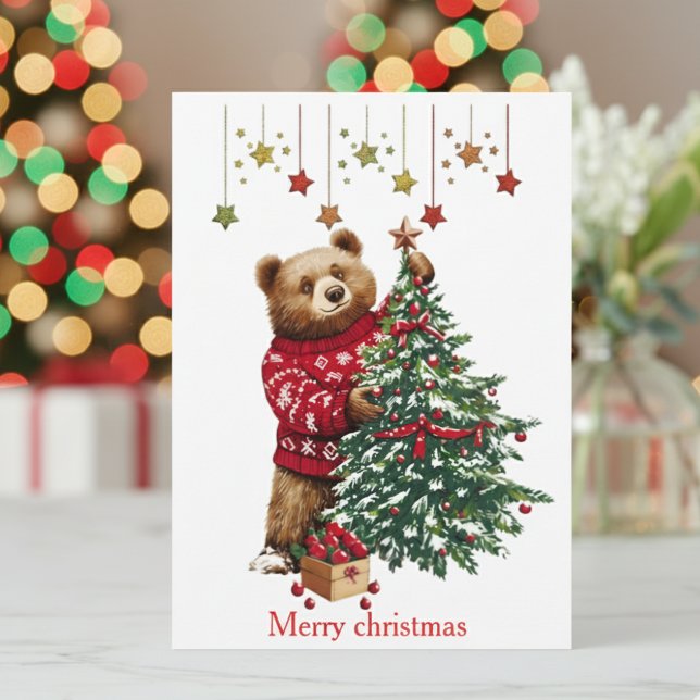 Charming Bear & Christmas Tree God Jul  Inbjudningar (Skapare uppladdad)