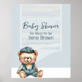 Charming Bear Jean Baby Shower Poster