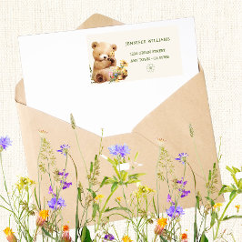 Charming Bear & Wildblomma Baby Shower Adressetikett