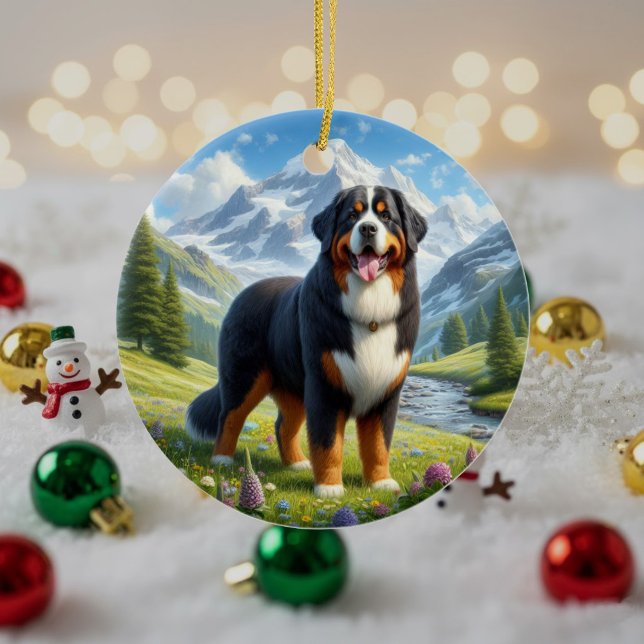 Charming Bernese Mountain Dog Keepsake Julgransprydnad Keramik (Skapare uppladdad)