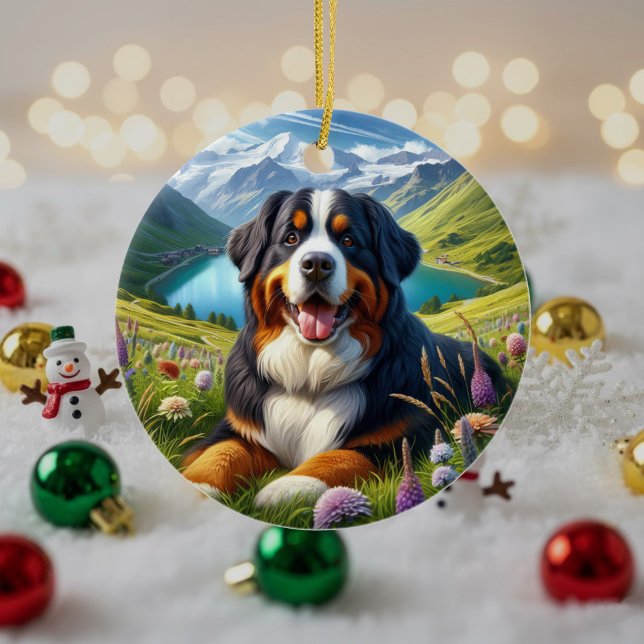 Charming Bernese Mountain Dog Keepsake Julgransprydnad Keramik (Skapare uppladdad)
