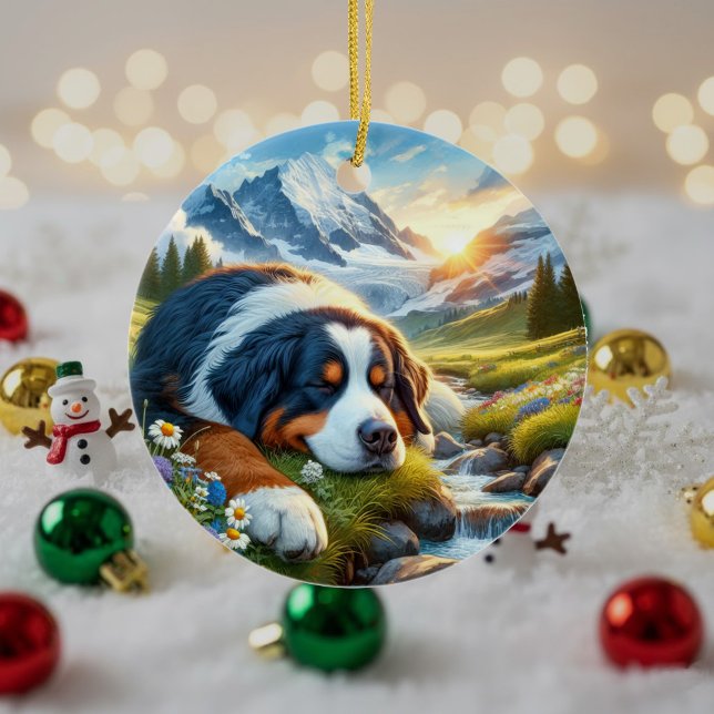 Charming Bernese Mountain Dog Keepsake Julgransprydnad Keramik (Skapare uppladdad)