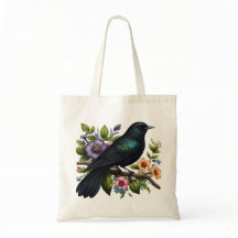 Charming Black Bird med Flowers i Bloom