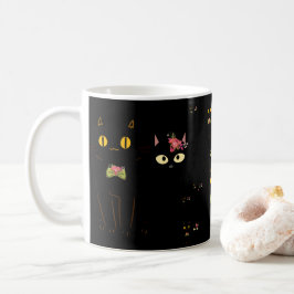 Charming Black Cat Gult Ögon Kaffemugg