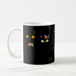 Charming Black Cat Gult Ögon Kaffemugg