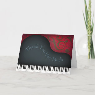 Charming Black Grand Piano Personlig Musician Tack Kort
