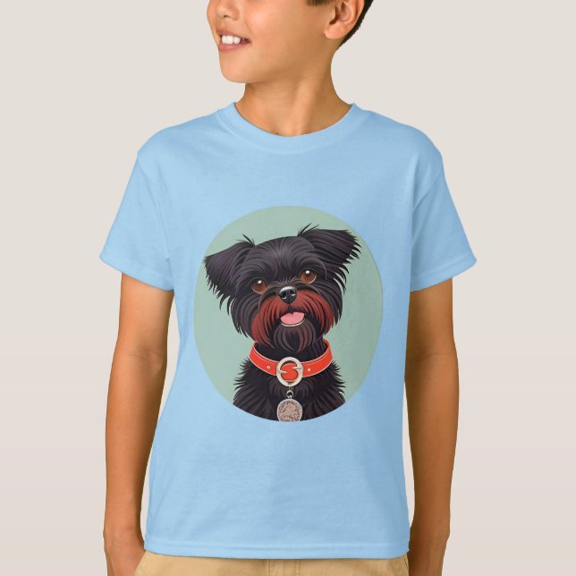 Charming Black Hund Illustration T Shirt (Framsida)