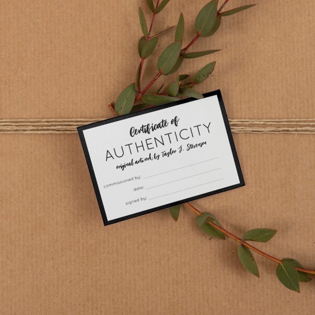 Charming Black Mini Certificate of Authenticity Visitkort (Skapare uppladdad)