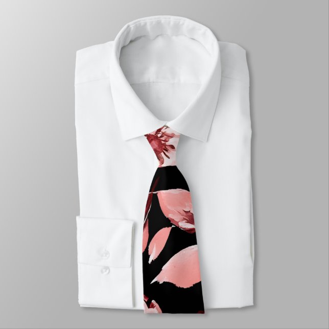 Charming Black & Rosa Cherry Blommar Mönster Slips (Bunden)