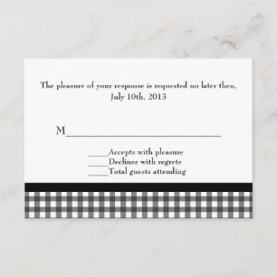 Charming Black & White Gingham Bröllop OSA Kort