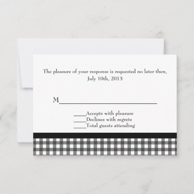 Charming Black & White Gingham Bröllop OSA Kort (Framsida)