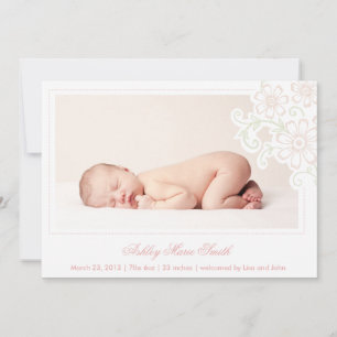 Charming Blommigt Birth Notification Meddelande