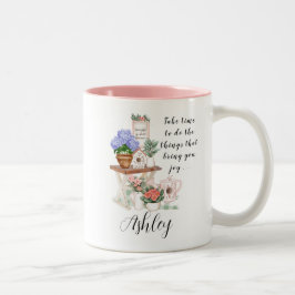 Charming Blommigt First Namn Motivational Två-Tonad Mugg