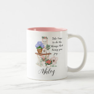 Charming Blommigt First Namn Motivational Två-Tonad Mugg