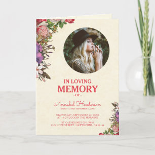 Charming Blommigt Sympathy Photo Funeral Program