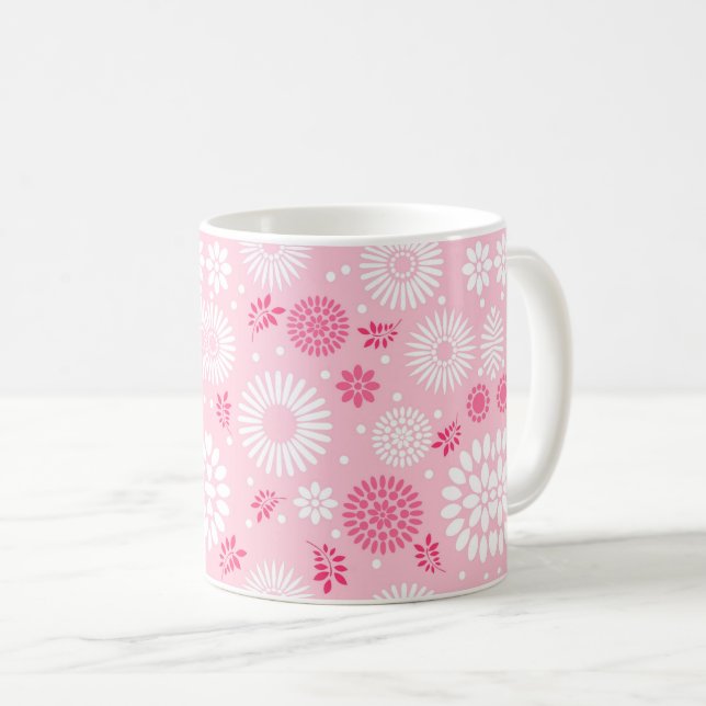 Charming Blommigt Tapet Mönster Background Kaffemugg (Framsida höger)
