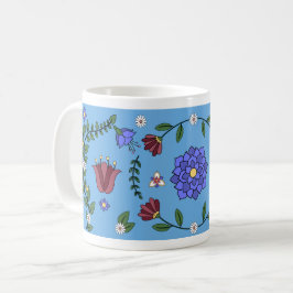 Charming Blue and Blommigt Folk Art Mugg