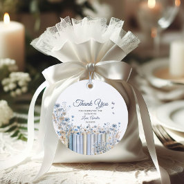 Charming Blue Blommigt Baby Shower Tack Gåvor Etiketter