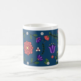Charming Blue Blommigt Folk Art Mugg