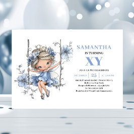 Charming Blue Fairy Girl 5-årsdag Pastell  Inbjudningar