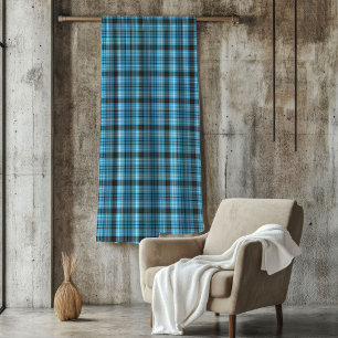 Charming Blue Grått Plade Throw för manar's Giitin Fleecefilt