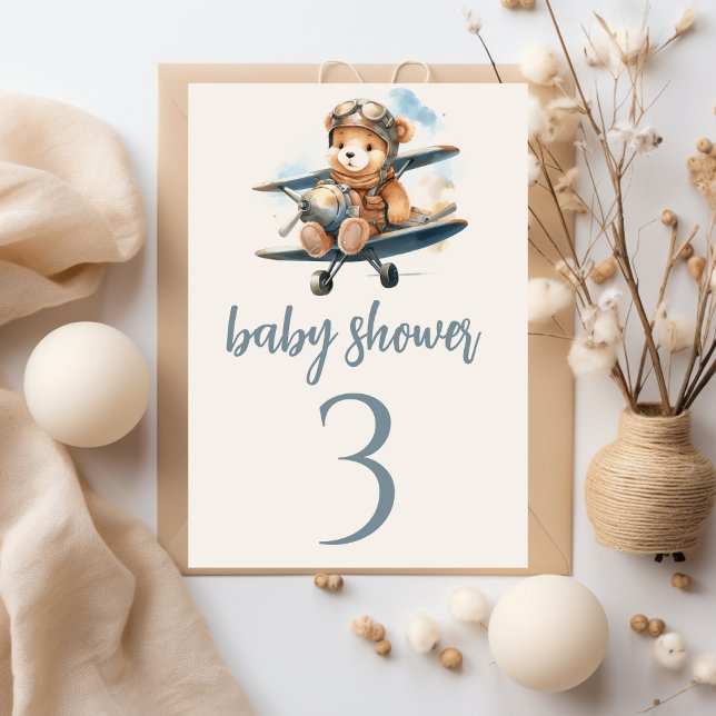 Charming Blue Nalle Boy Shower Bordsnummer (Skapare uppladdad)