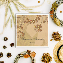 Charming Boho Peonies och Guld Bröllop Pappersservett