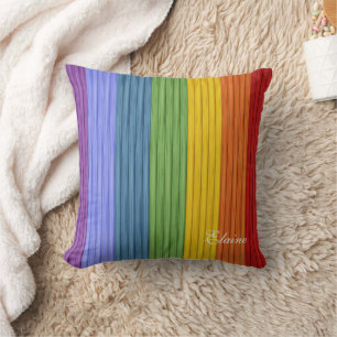 Charming Boho Rainbow Rand Anpassningsbar Monogram Kudde