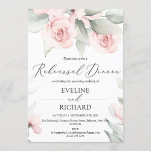 Charming BOHO SOFT ROSA BLOMMIGT REHEARSAL Inbjudningar
