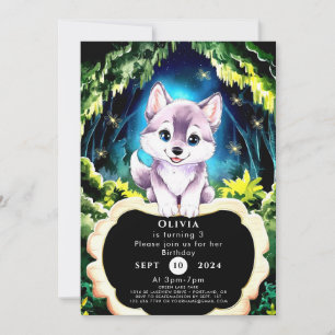 Charming Boho Woodland Varg Birthday Inbjudningar