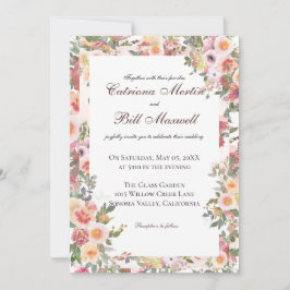 Charming Botanical Floral Wedding Invitation Inbjudningar