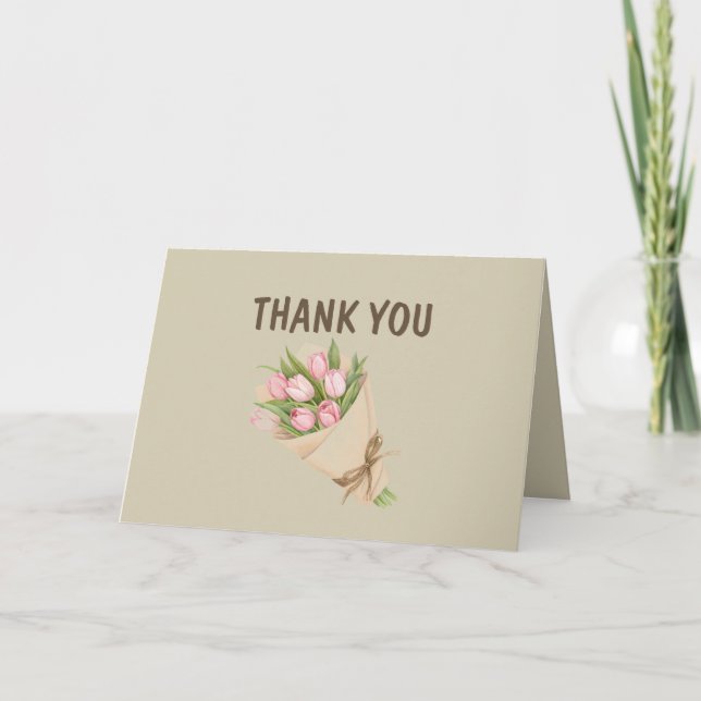 Charming Bouquet Thank You Card – Folded Design Tack Kort (Framsida)