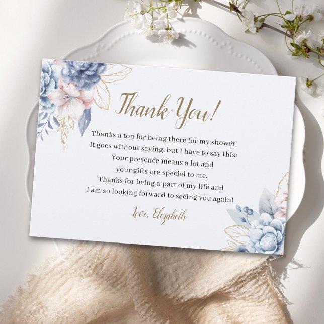 Charming Bridal Shower with Blue-Toned Flowers Tack Kort (Skapare uppladdad)