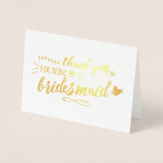 Charming Bridesmaid Tack Folierat Kort (Framsida)