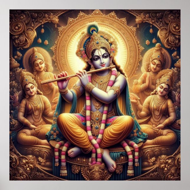 Charming Bright Detailed Murlimanohar Sri Krishna Poster (Framsidan)