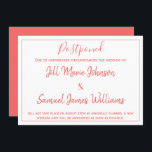 Charming Bröllop Coral and White Postponed Inbjudningar<br><div class="desc">Om bröllop tyvärr har skjutits upp,  förtvivla inte,  så har du täckt Bröllop av Rhoadie. Framsidan har ett korall- och vitt elegant-tema. Mallarna gör anpassning till en paus. Beställ din i dag!</div>