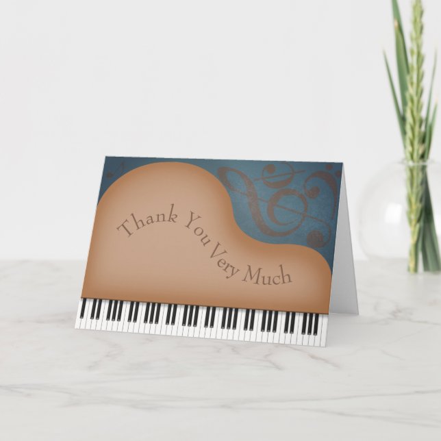 Charming Brown Grand Piano Personlig Music Tack Kort (Framsida)