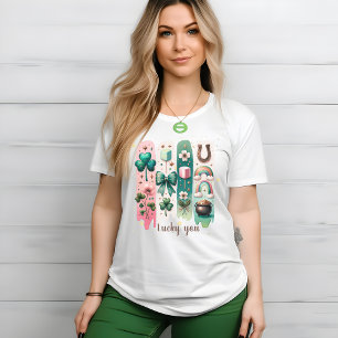 Charming Brushstrokes Anpassningsbar Grönt och Ros T Shirt