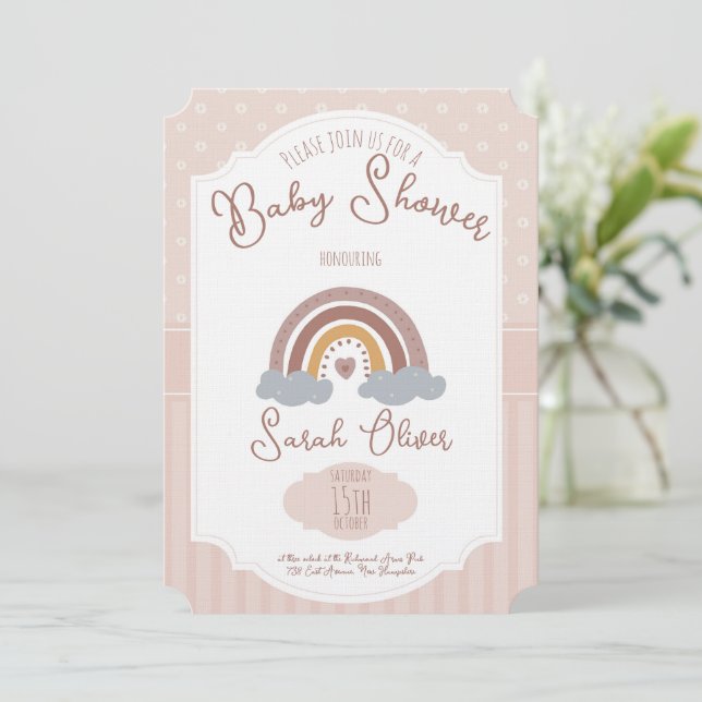 Charming Bubblegum Delight Baby Shower Invitations Inbjudningar (Stående Fram)