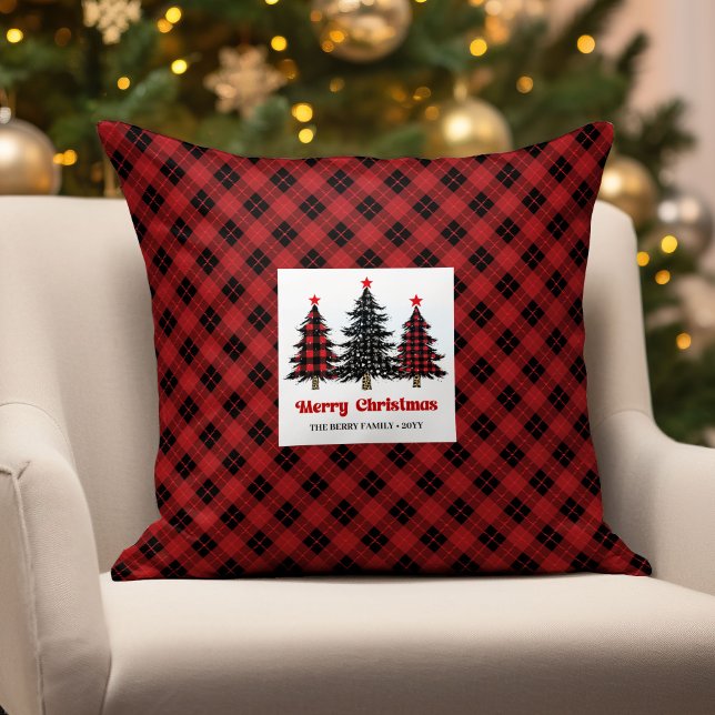 Charming Buffalo Check Christmas Trees Pillow Kudde (Charming Buffalo Check Christmas Trees Pillow)