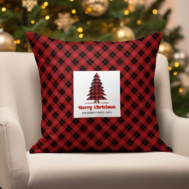 Charming Buffalo Plaid Personalized Christmas  Kudde (Charming Buffalo Plaid Personalized Christmas Pillow)
