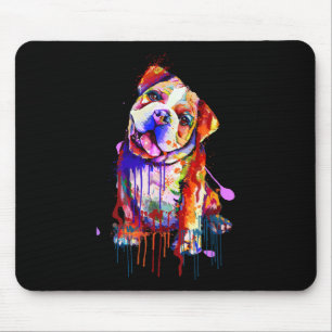 Charming Bulldog Rainbow Färg Art Stänk Art Musmatta