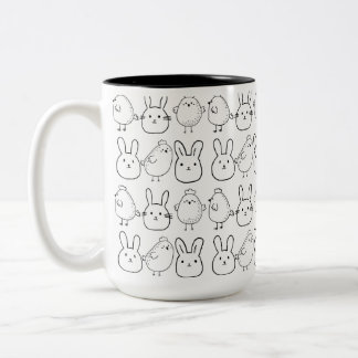 CHARMING BUNNIES AND CHICKS ILLUSTRATION   Två-Tonad MUGG